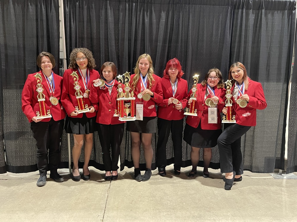 FCCLA members posed with their trophies and medals